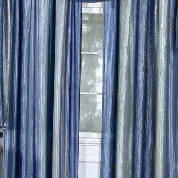 Ombre Blue Striped Modern Window Curtain Panel: 50" x 84", Rod Pocket Panel - Picture 5 of 5